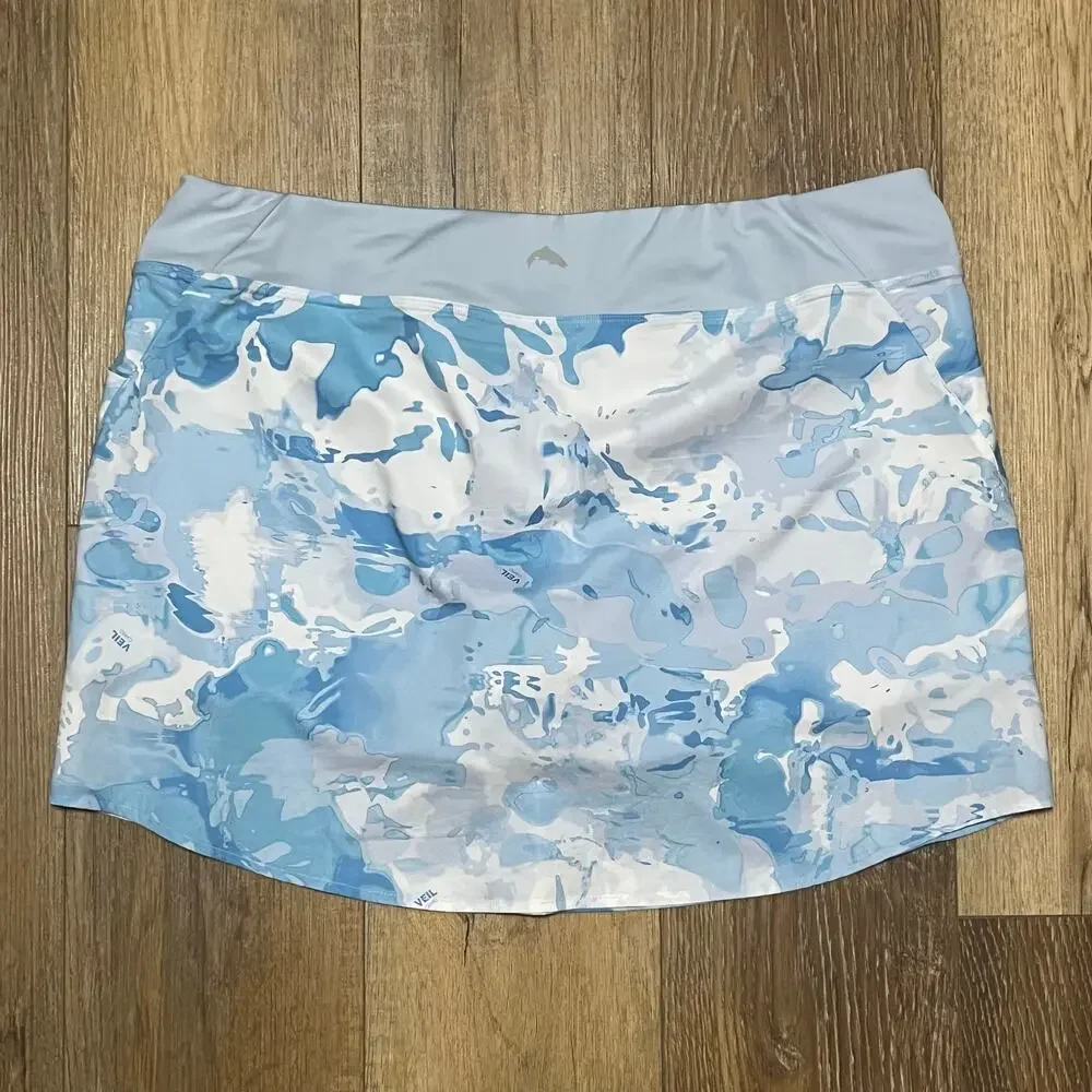 Simms Fishing Guide Skort/Skirt XL Pull On Lined Stretch Gorpcore Veil Camo Blue